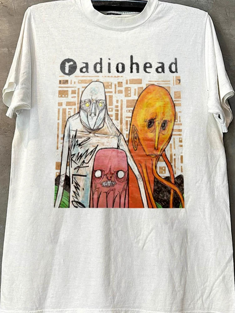 Radiohead Rock Band Trendy Brand Short Sleeve T-shirt FOG American High Street Small Collar Half Sleeve Male
