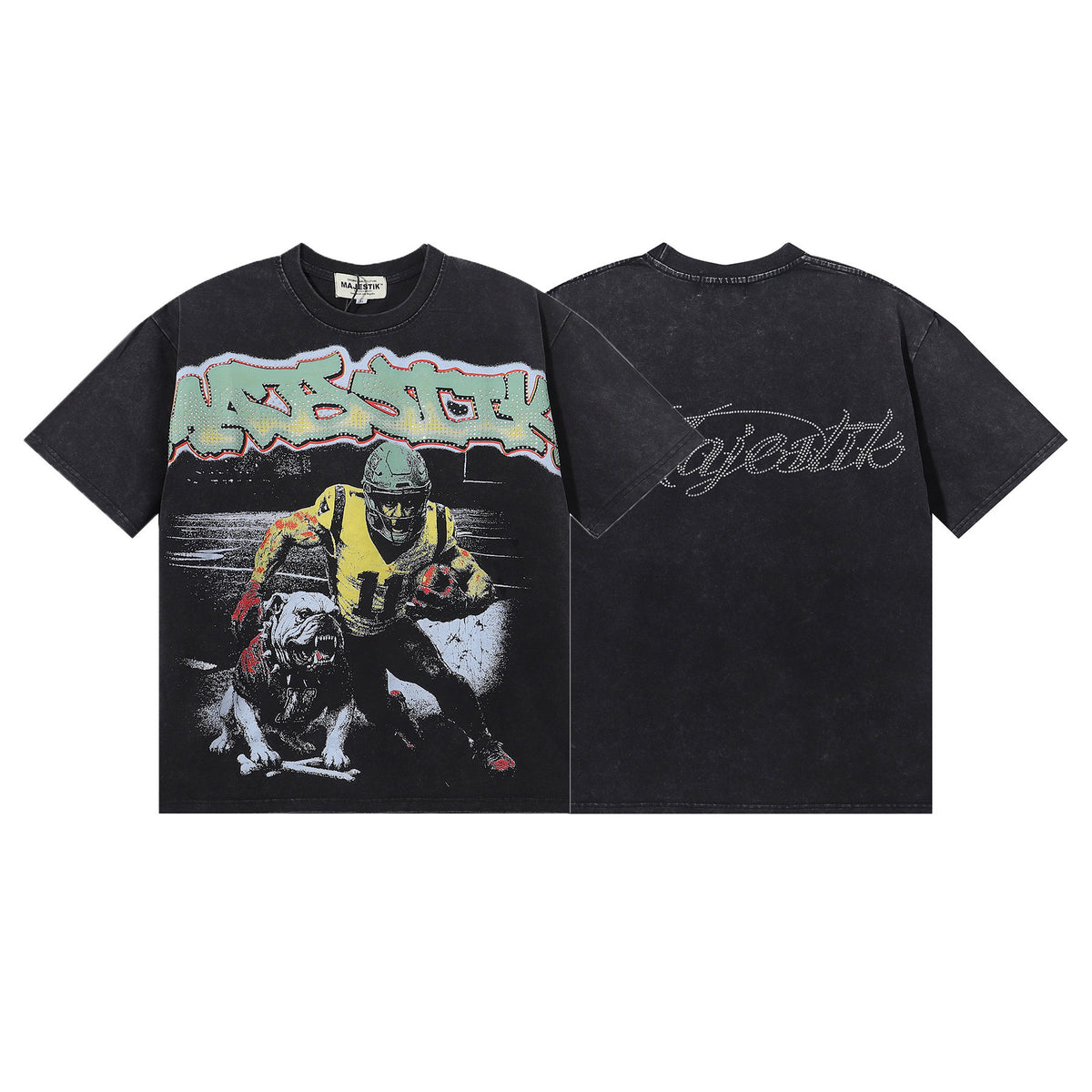MAJESTIK Football Bulldog Graphic Tee