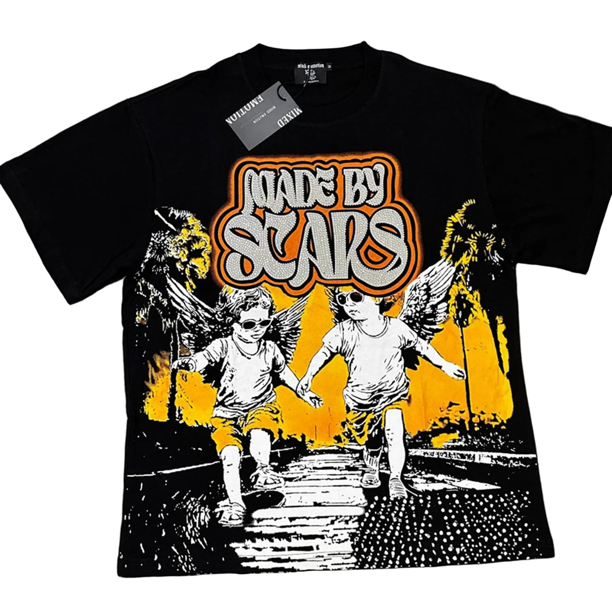 Mixed Emotion Retro Angel‑Print T‑Shirt