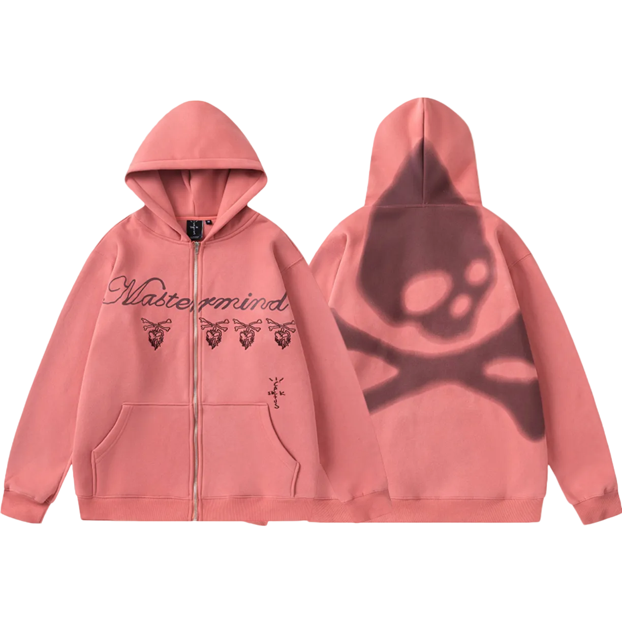 Travis Scott Blurry‑Skull Zip‑Up Hoodie