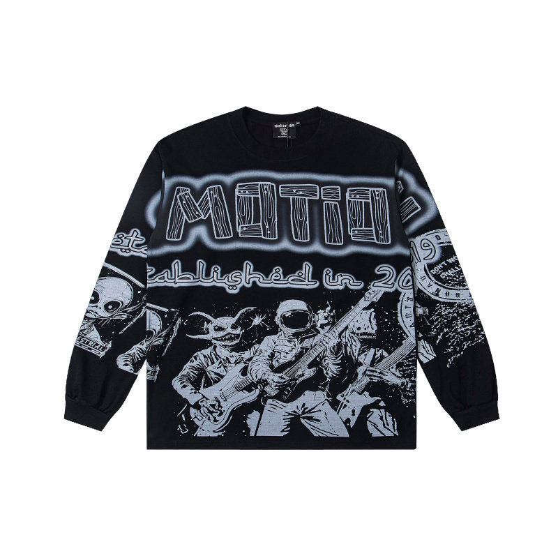 MIXED EMOTION Retro Punk Band Print Top