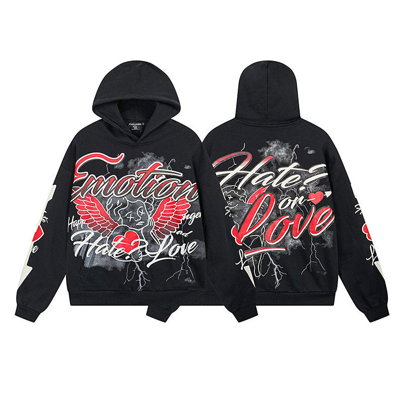 MIXED EMOTION Hate Or Love Graphic Hoodie