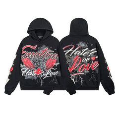MIXED EMOTION Hate Or Love Graphic Hoodie