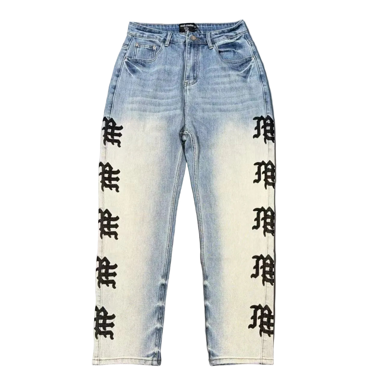 MIXED EMOTION Side Gothic Letter Straight Jeans