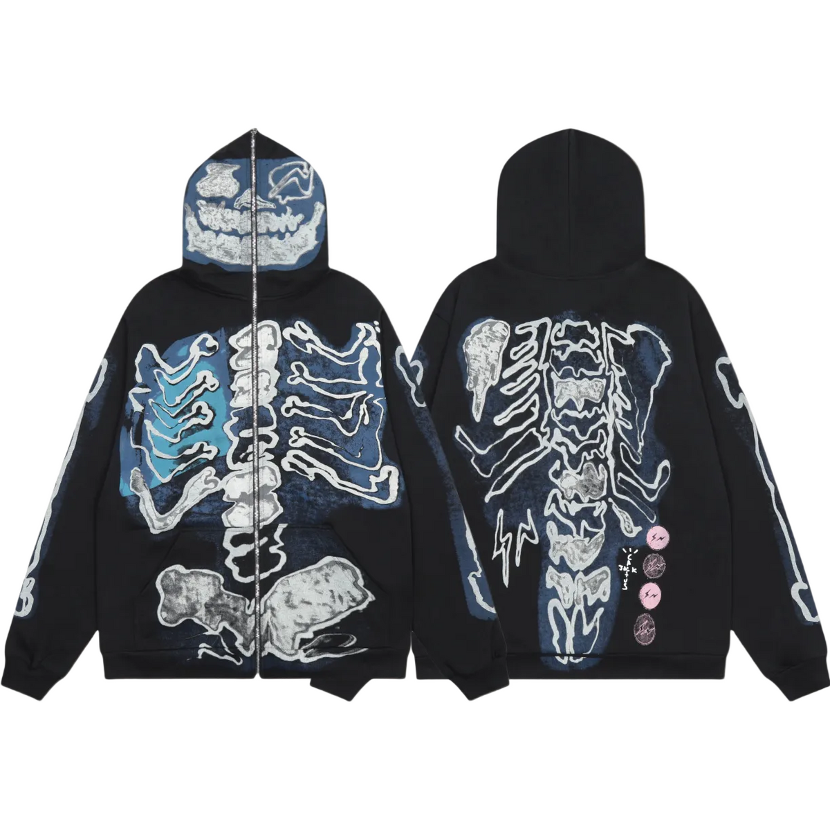 Travis Scott Skeleton Zip‑Up Hoodie