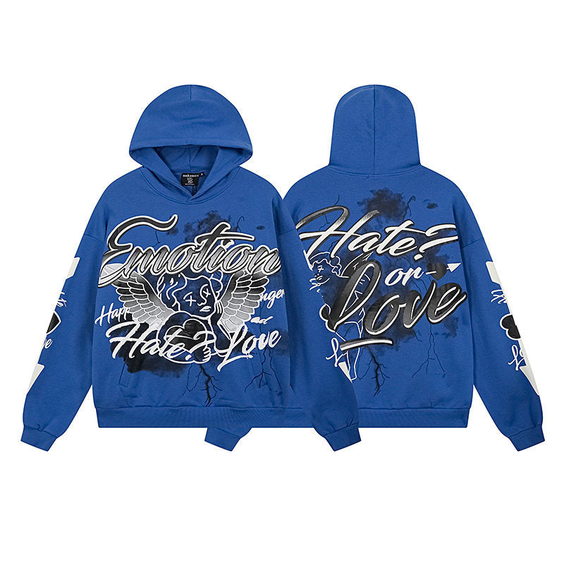 MIXED EMOTION Hate Or Love Graphic Hoodie