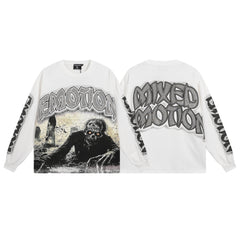 MIXED EMOTION Retro Dark Punk Print Top
