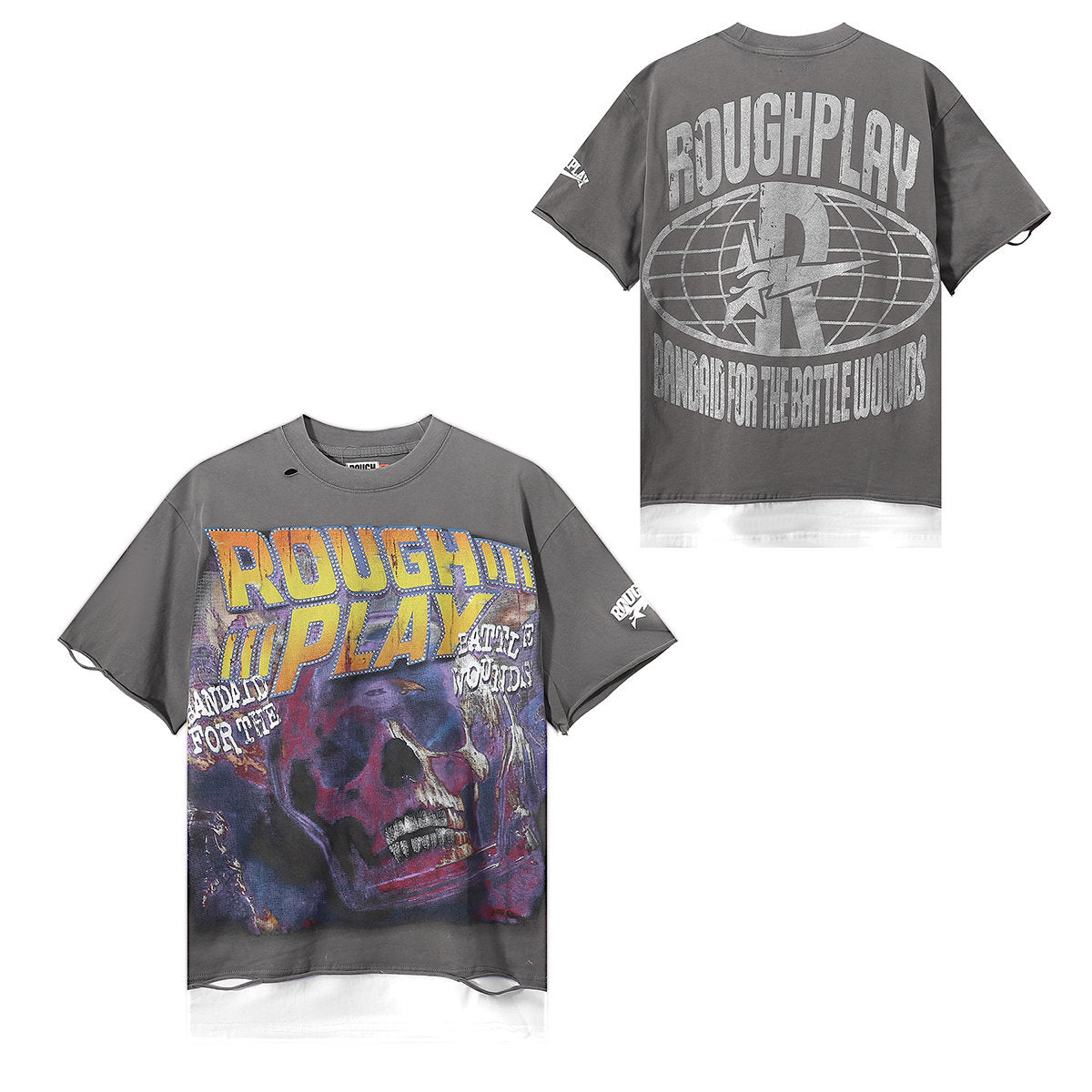Rough Play Retro Skull Print T‑Shirt