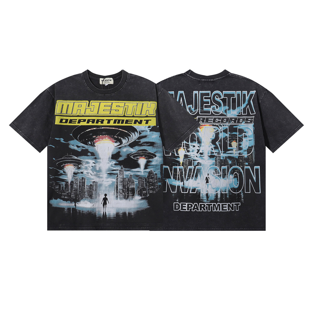 MAJESTIK Retro Alien City Print Tee
