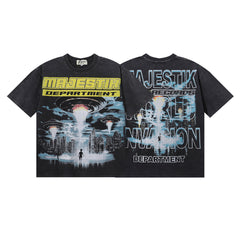 MAJESTIK Retro Alien City Print Tee