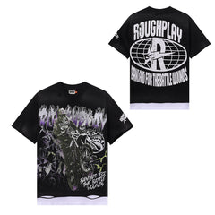 Rough Play Motorcycle Retro‑Print T‑Shirt
