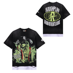 Rough Play Horror‑Theme Print T‑Shirt