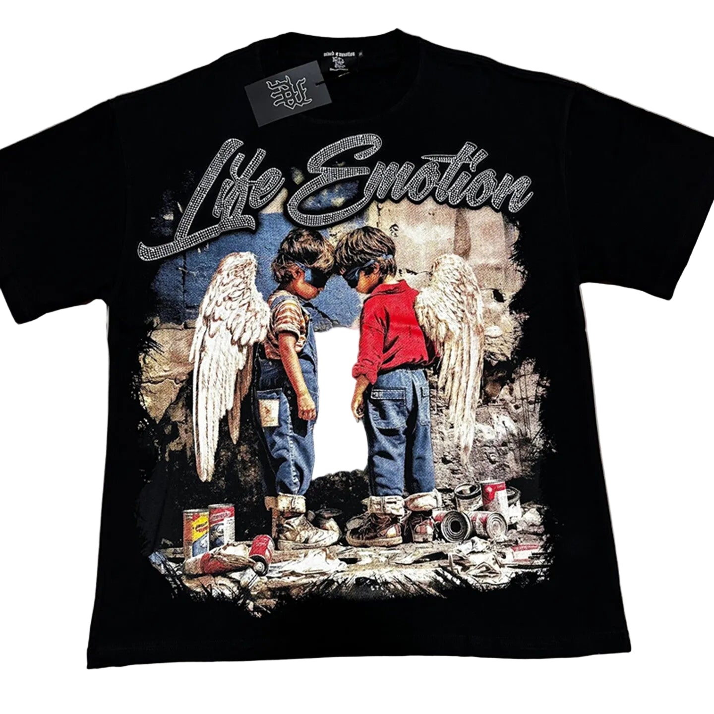 Mixed Emotion Rhinestone‑Script Street Tee