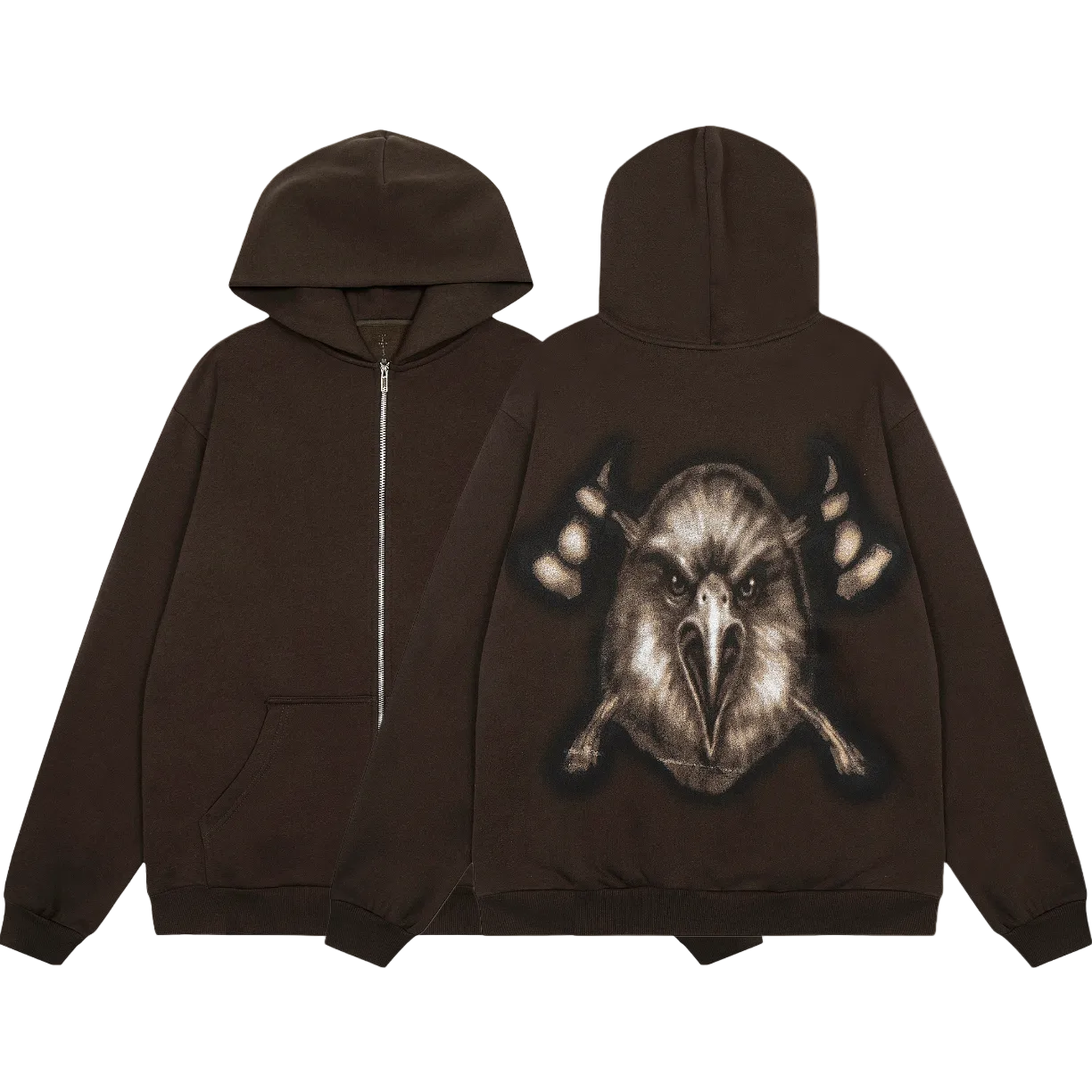 Travis Scott Eagle‑Graphic Zip‑Up Hoodie