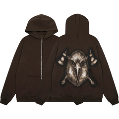 Travis Scott Eagle‑Graphic Zip‑Up Hoodie