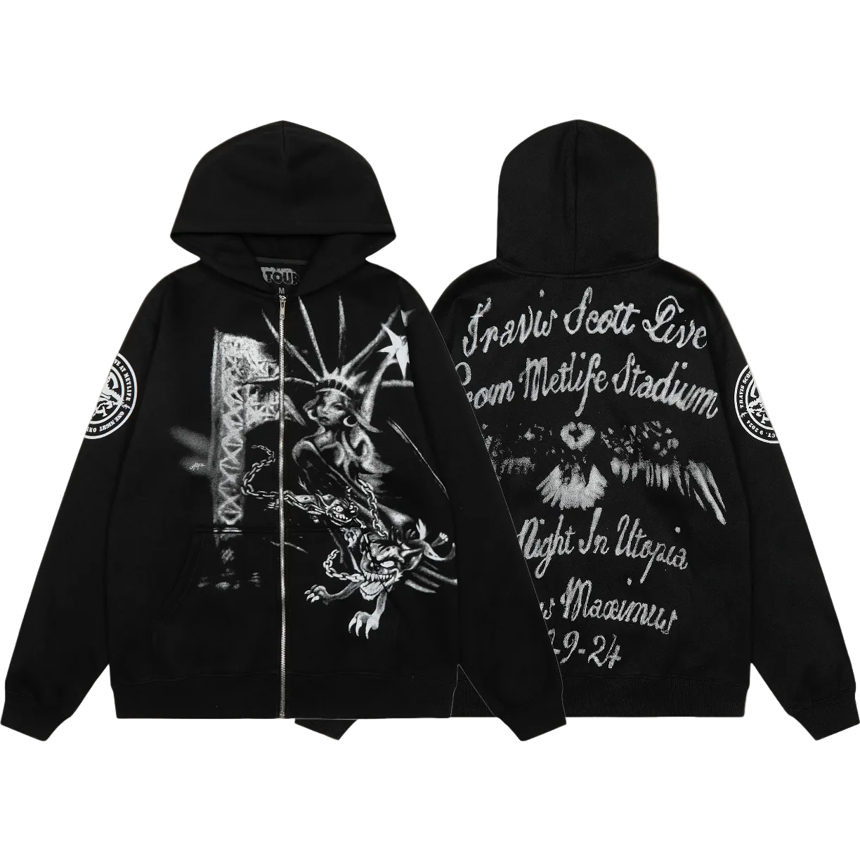 Travis Scott Tour‑Graphic Zip‑Up Hoodie