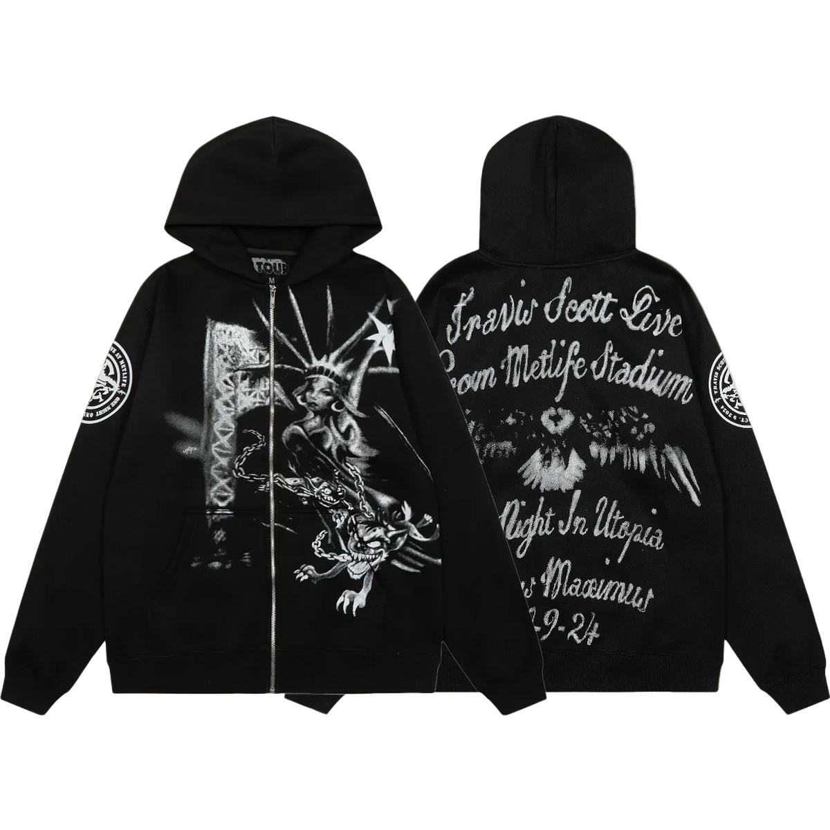 Travis Scott Tour‑Graphic Zip‑Up Hoodie