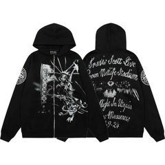 Travis Scott Tour‑Graphic Zip‑Up Hoodie