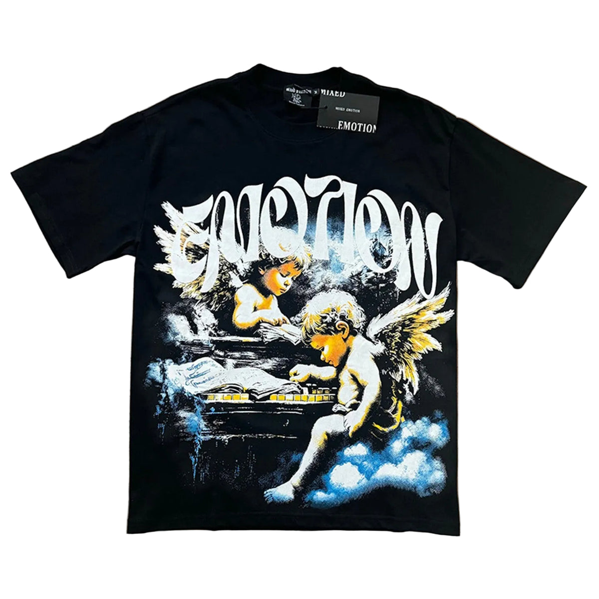 Mixed Emotion Vintage Cherub Print T‑Shirt