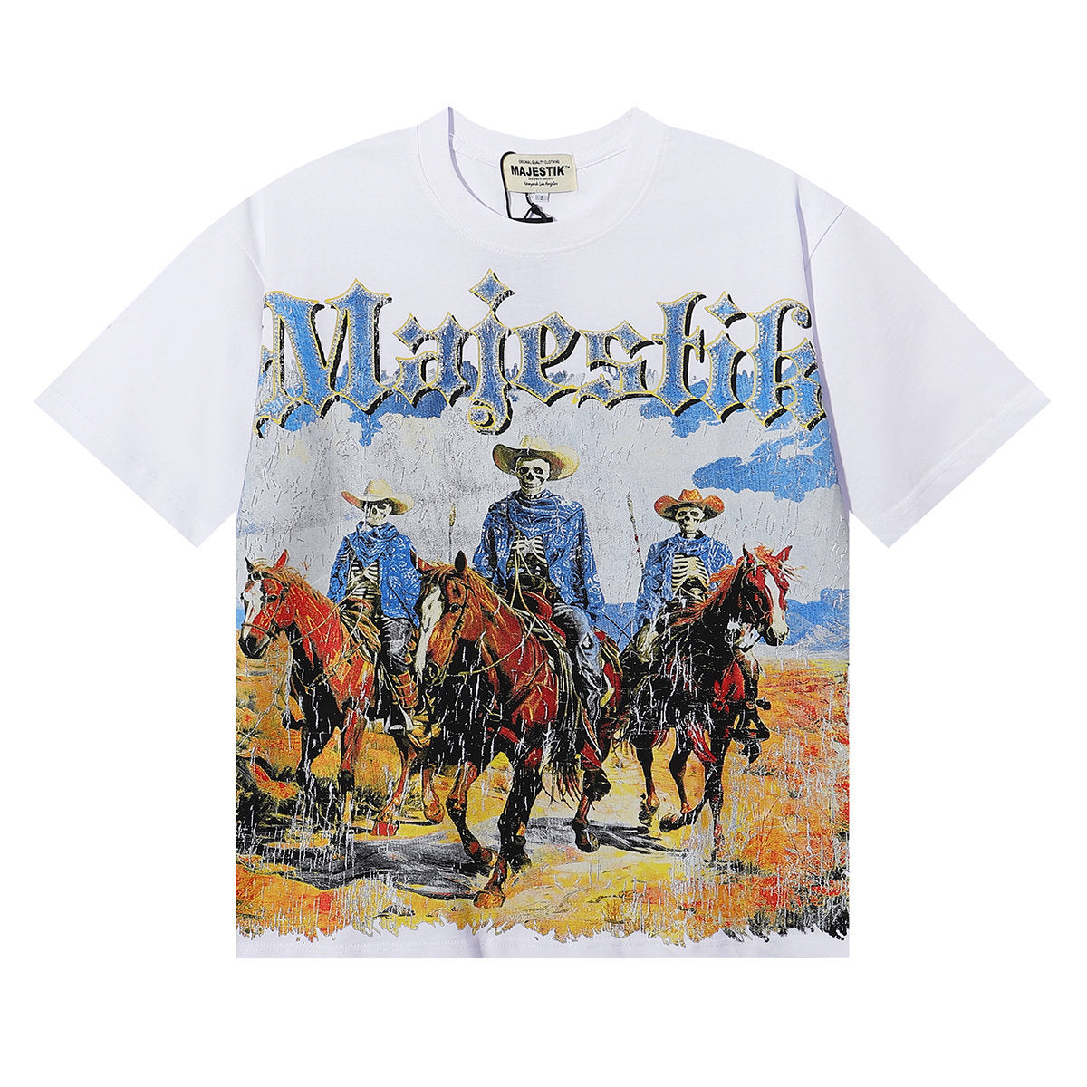 MAJESTIK Skeleton Cowboy Graphic Tee