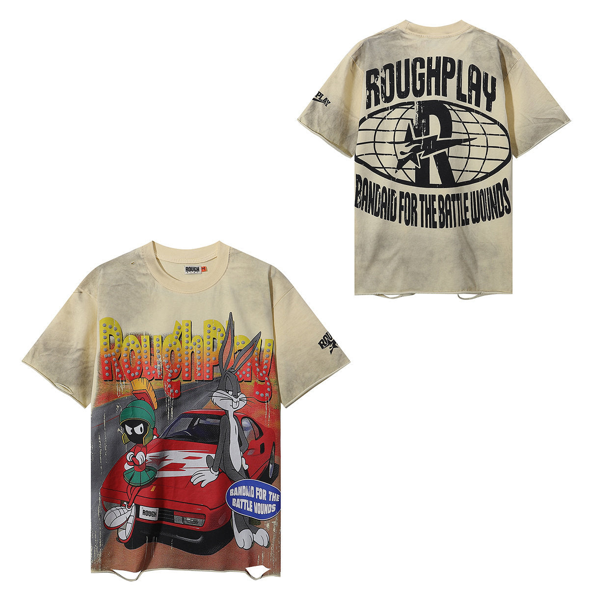 Rough Play Cartoon Race‑Car Print T‑Shirt
