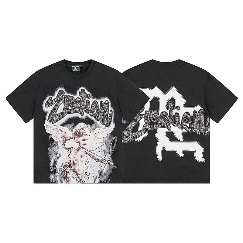 MIXED EMOTION Rhinestone Script T‑Shirt