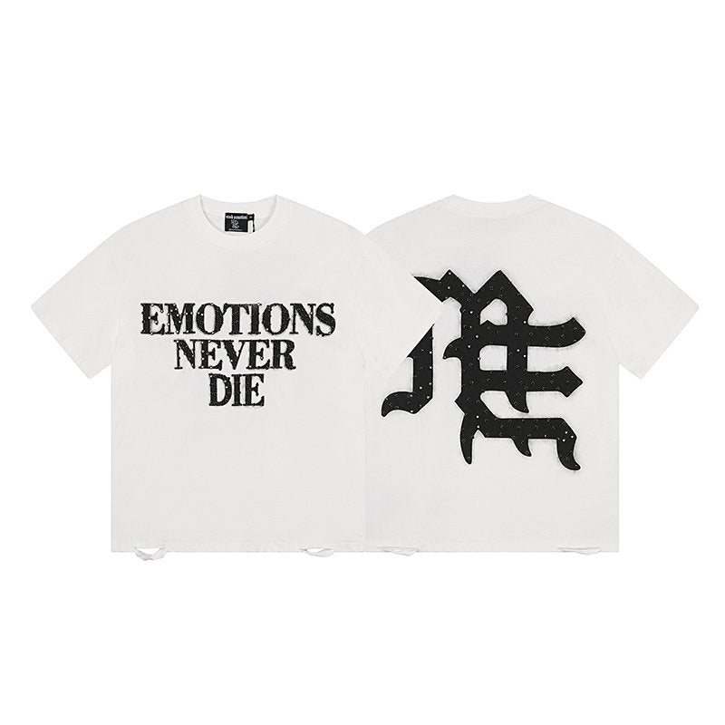 MIXED EMOTION Gothic Letter T‑Shirt