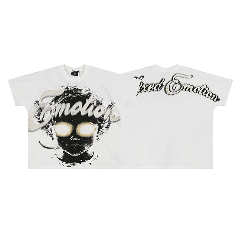 MIXED EMOTION Rhinestone Script T‑Shirt