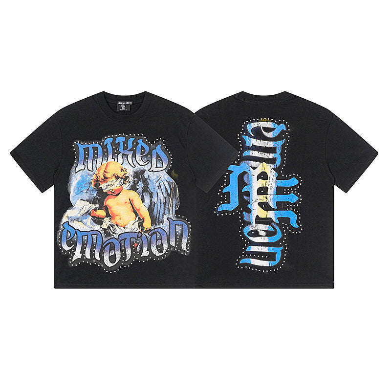 MIXED EMOTION Vintage Angel Art T‑Shirt
